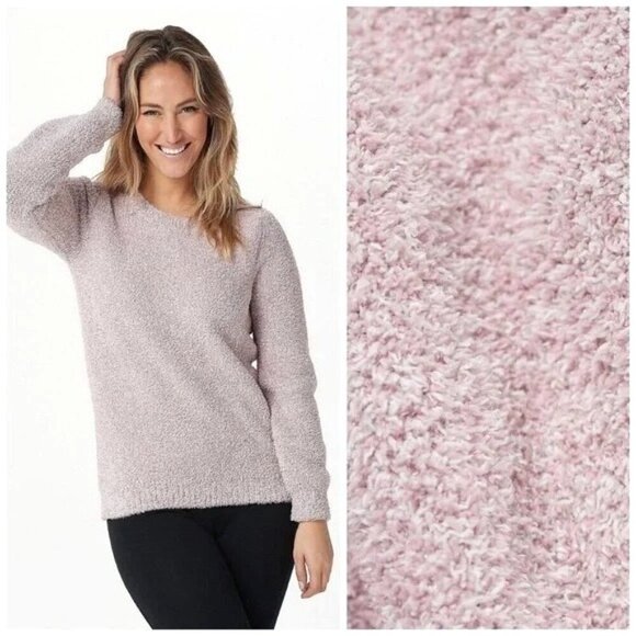Barefoot‎ Dreams Sweater Women 1X Purple Cream Cozychic Seaside Crew Neck NWT - Picture 1 of 14